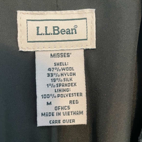 Ll Bean Wool & Silk Blend Green Herringbone Blazer - Picture 6 of 10